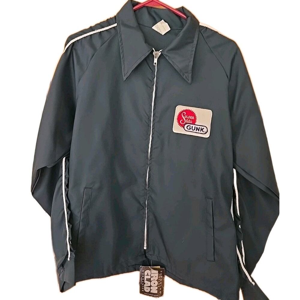 Vintage Racing Jacket Mens Size Medium M Navy Featuring Solder Seal Gunk- New